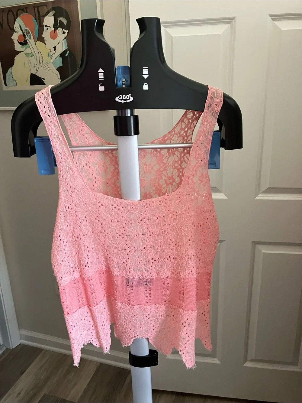 Free people intimates peachy pink lace cami S/P frayed